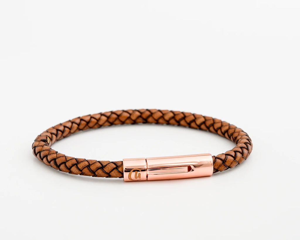 Coppered MECFS gender neutral vintage leather bracelet